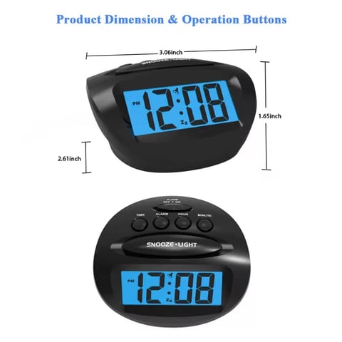 Bedroom Nap With LCD Backlit Clock, Small Travel Clock, Battery Alarm Clock