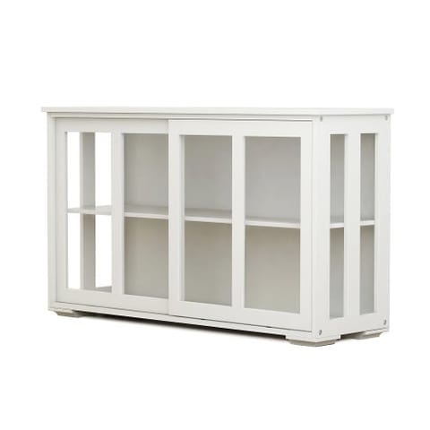 Kitchen Storage Cabinet With Glass Door - White