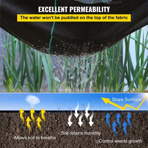 VEVOR Weed Barrier Landscape Fabric, 6 X 250 Ft, 4.1 Oz Premium Woven Ground