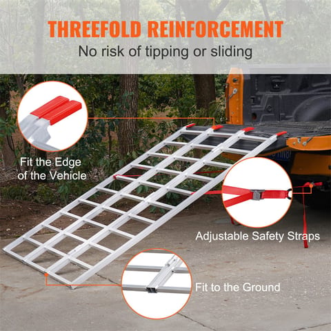 VEVOR Tri-Fold Aluminum Loading Ramp 1500 Lbs 77in X 54in For Tractors ATVs UTVs
