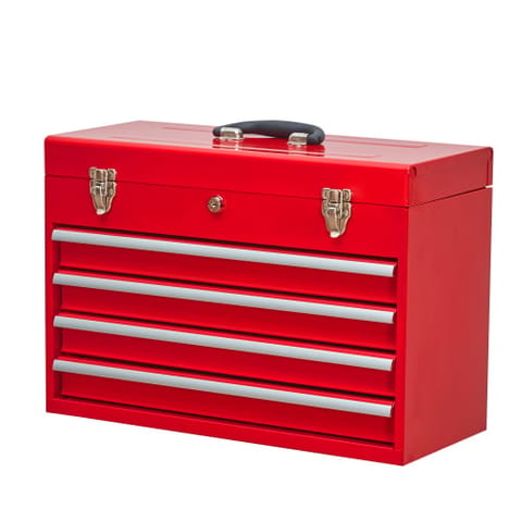 Metal Tool Box With 4 Drawers Portable Steel Tool Chest With Metal Cylinder