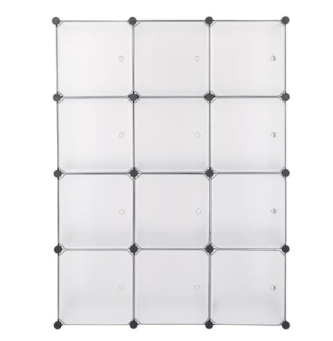 4-layer 12 Grid Plastic Wire Mesh With Door Cube Piece Storage Rack