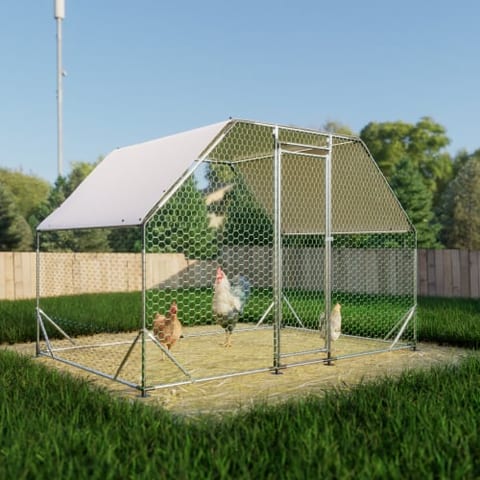 9.94 Ft. X 6.46 Ft. X 6.36 Ft. Metal Large Chicken Coop Walk-in Poultry Cage
