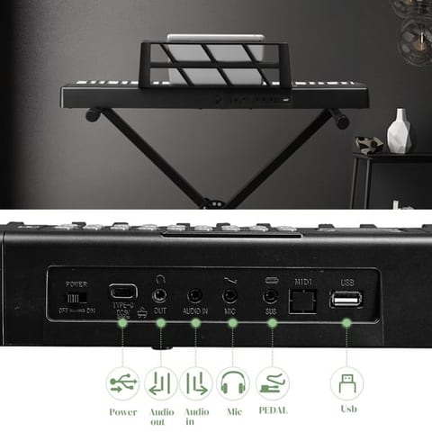 61 Key Half Hammer Keyboard, Portable And Foldable, Black Electronic Keyboard