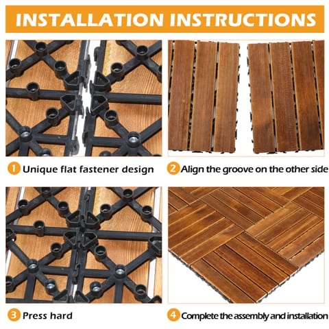 27pcs Wood Interlocking Deck Tiles 11.8x11.8, Waterproof Flooring Tiles For