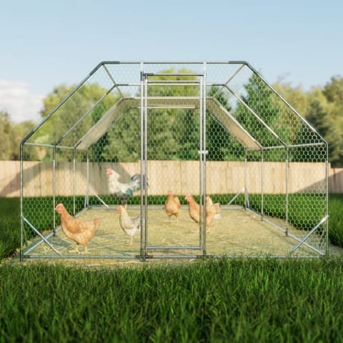 10 Ft. X 20 Ft. Galvanized Large Metal Walk In Chicken Coop Cage Farm Poultry
