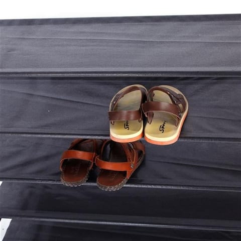 Simple Assembly 5 Tiers Non-woven Fabric Shoe Rack With Handle Black