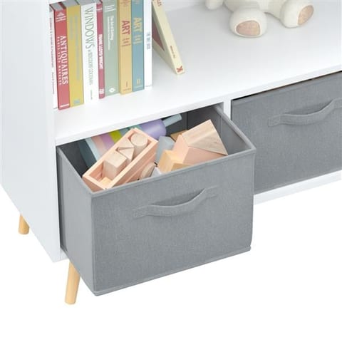 Children's Bookcase With Foldable Fabric Drawers, Children's Book Display, Toy