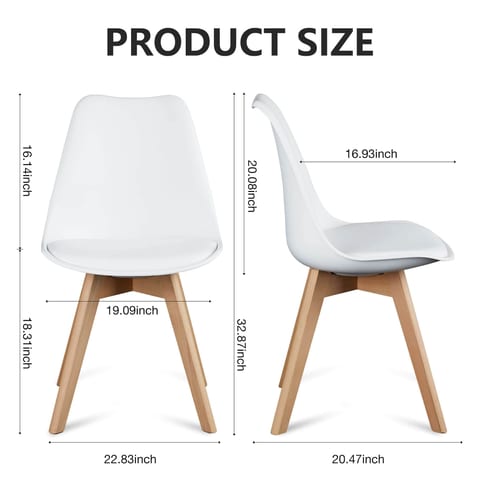 PU Leather Upholstered Dining Chairs With Wood Legs, Set Of 4 For Kitchen