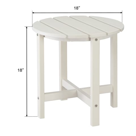 45.5x45.5x45.5cm Single Layer Round White HDPE Side Table