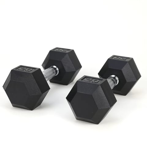 20LB 2 HDRS Rubber Coated Solid Cast Iron Dumbbells