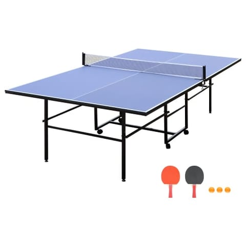 9ft Mid-Size Table Tennis Table Foldable & Portable Ping Pong Table Set For