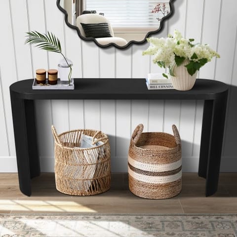 60 Thick Top Entryway Table, Curved Legs, Support The Installation Of