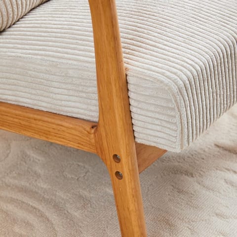 Mid-Century Modern Armchair Upholstered With Pillows And Solid Wood Frame