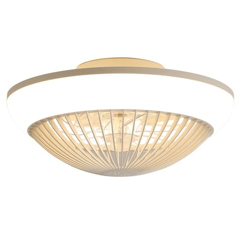 15 Inch RGB Dimmable LED Enclosed Ceiling Fan With Light, Modern Bladeless