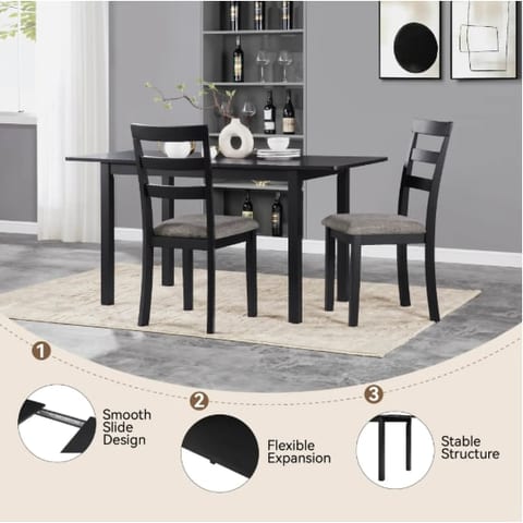 59 Extendable Dining Table, Modern House Dining Room Table For 4-8, Wooden