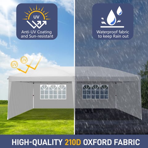 10x20ft White 4 Sides -2 Windows Folding Shed Oxford Cloth Spray Painted Iron