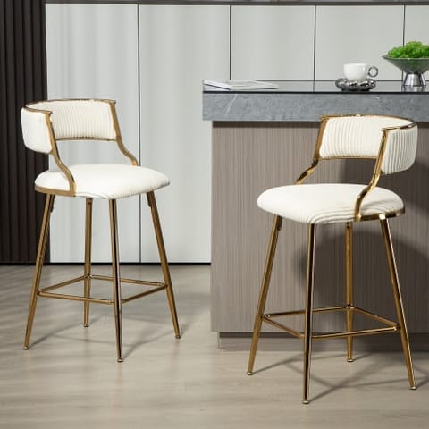 SET OF 2,26 Counter Height Bar Stools Corduroy Kitchen Island Counter Bar Stool