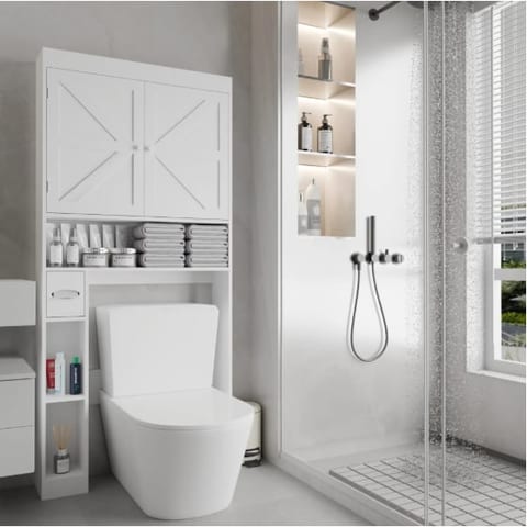 Over The Toilet Storage Cabinet With 2 Door Home Space Saving Toilet Rack