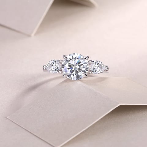 1Large Diamond Ring Luxury Fashion Set Moissanite Silver Ring Prohibit Tk Sales