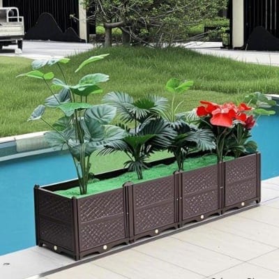 Rectangular Raised Garden Bed Kit Indoor Outdoor Plastic Planter Grow Box For