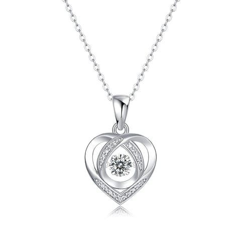 1Heart To Have Your Luxurious Fashion Diamond Pendant Necklace Set With Mosan