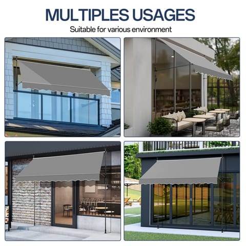 300x120x200-300cm, Grey, Support Canopy, Polyester Fabric, Aluminum-iron Frame