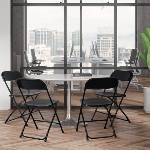 10pcs Injection Molded Classic Black XN Courtyard Plastic Folding Chair