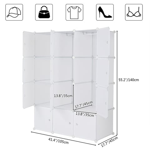 4-layer 12-compartment Rubik's Cube Wardrobe, Plastic, Can Be Freely Assembled