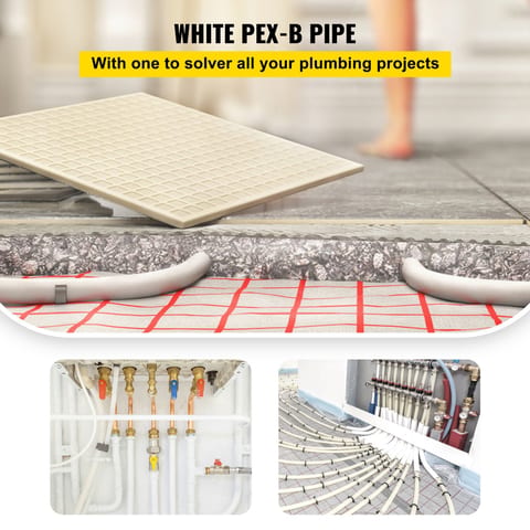 VEVOR PEX Pipe, 1 Inch X 500 FT PEX Tubing, Non Oxygen Barrier White PEX-B