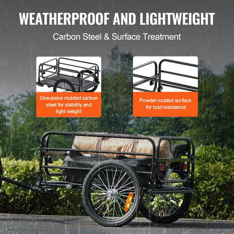 VEVOR Bike Cargo Trailer, 160 Lbs Load Capacity, Heavy-Duty Bicycle Wagon Cart