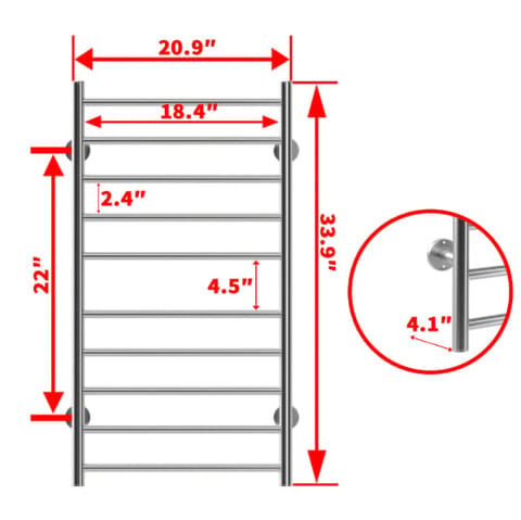 Electric Heated Towel Rack For Bathroom, Wall Mounted Towel Warmer, 10
