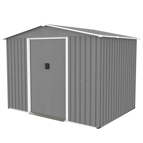 8x6 FT Outdoor Tool Storage Shed With Metal Foundation & Lockable Doors, All