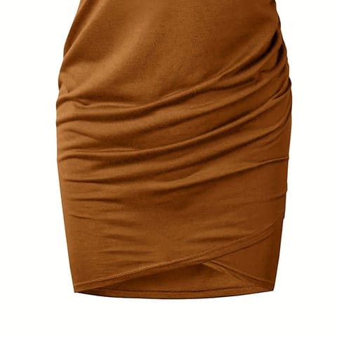 Women's Solid Color Short Sleeve Dress Casual Crew Neck, Everyday Wear