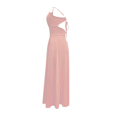 Women's Sexy Deep V Neck Maxi Dress Spaghetti Strap Sleeveless Backless High