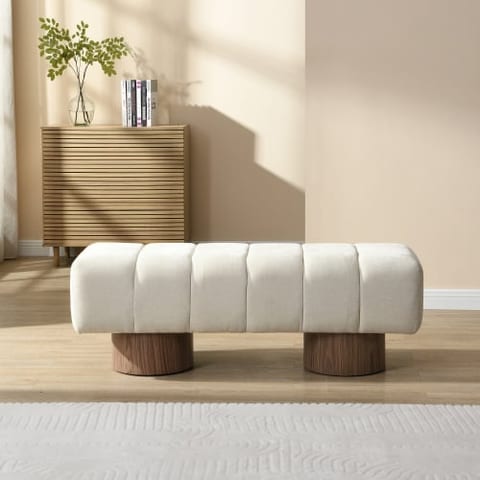 Upholstered Dining Bench For Dining Room, No-Assembly End Of Bed Entryway Bench