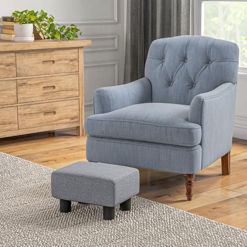 Versatile Accent 16 Gray Linen FabricOttoman Cube Footrest Pouf