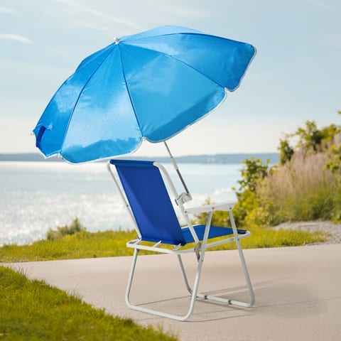 Folding Beach Chair With Umbrella For Adults, Lightweight Porable Camping Chair