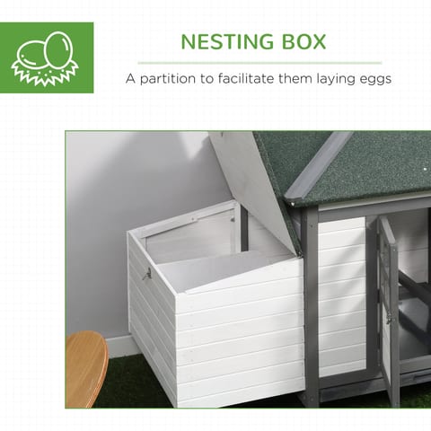 Wooden Chicken Coop 77 Inch With Weatherproof Roof Nesting Box Enclosed Run