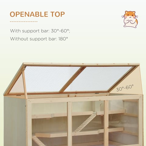 Hamster Cage 3 Tiers Wooden Big Habitat Mice Rat Exercise Play House Pen