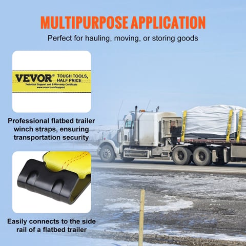 Winch Straps, 6000 Lbs Load Capacity, 18000 Lbs Break Strength, Truck Straps