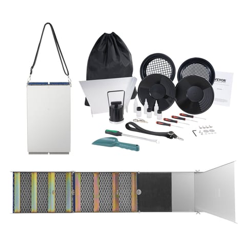 50 Inch Folding Sluice Box Gold Panning Kit, 23pc Gold Prospecting Equipment