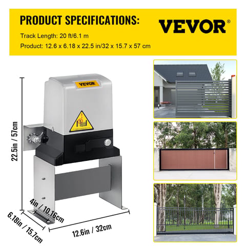 Automatic Sliding Gate Opener 1400LBS With 2 Remote Controls, Gate Operator