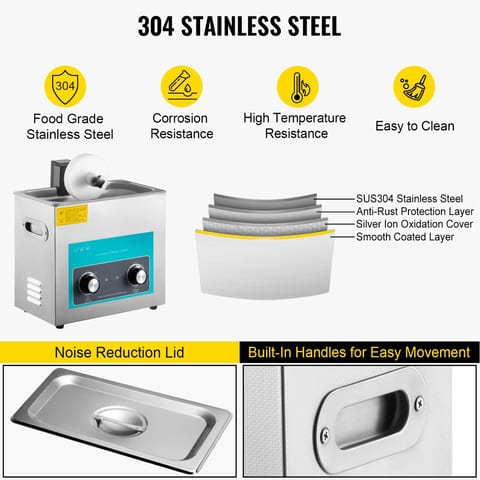 Ultrasonic Vinyl Record Cleaner 6L 40kHz Vinyl Ultrasonic Cleaning Machine Knob