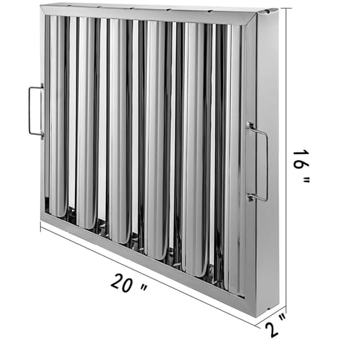 Pack Of 6 Hood Filters 19.5W X 15.5H Inch, 430 Stainless Steel 5 Grooves