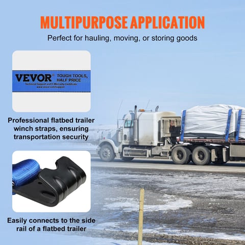 Winch Straps, 4 X 30 6000 Lbs Load Capacity, 18000 Lbs Breaking Strength, Truck