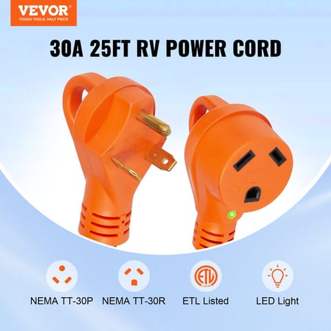 25 Ft RV Extension Cord, 30 Amp, Heavy Duty STW RV Power Cord, NEMA TT-30R