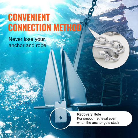 Fluke Style Anchor Kit, 8.5 LBS Hot-Dipped Galvanized Steel Fluke Anchor With