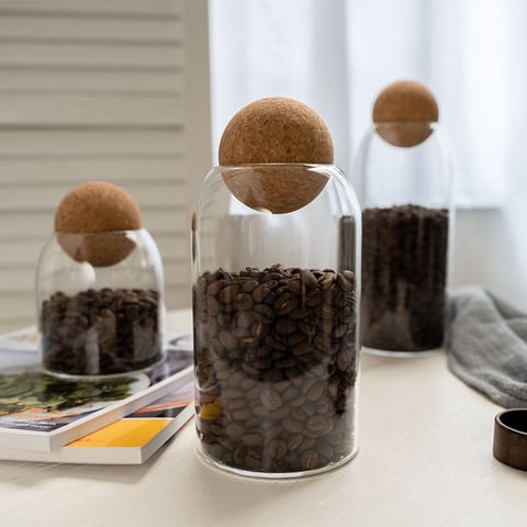 1 SET Storage Ball Jar, Glass Tea Jar, Minimalist Cork Jar, Sealed Candy Jar