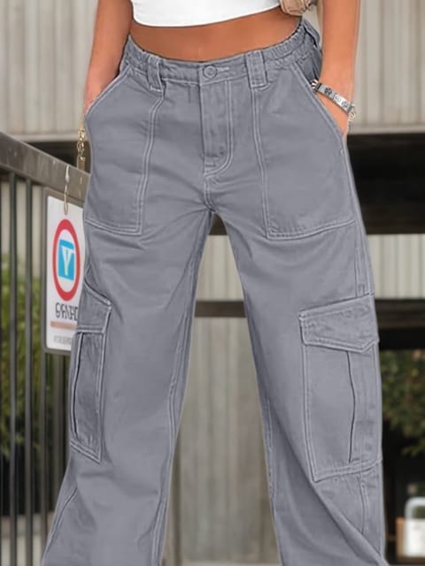 New Women’s Work Pants High Waisted Casual Pants Loose Elastic Wide Leg Y2K